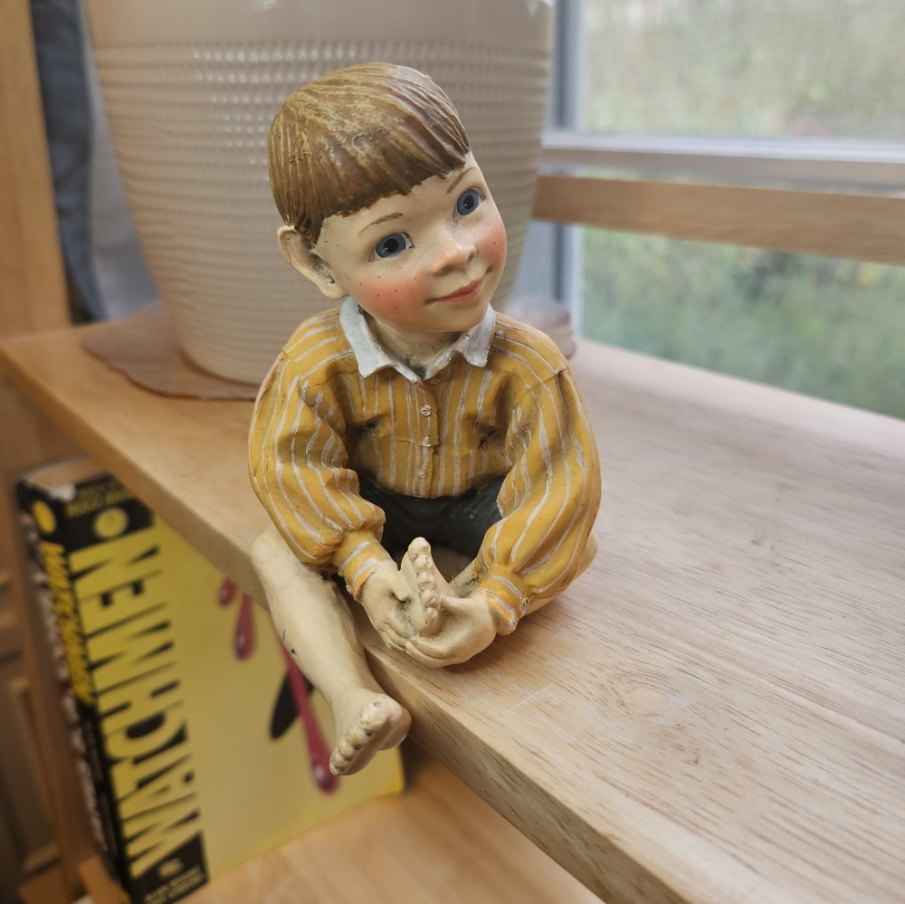 Shelf Sitter Candy Designs by Carl Larsson Vintage Norwegian Crossleg Boy